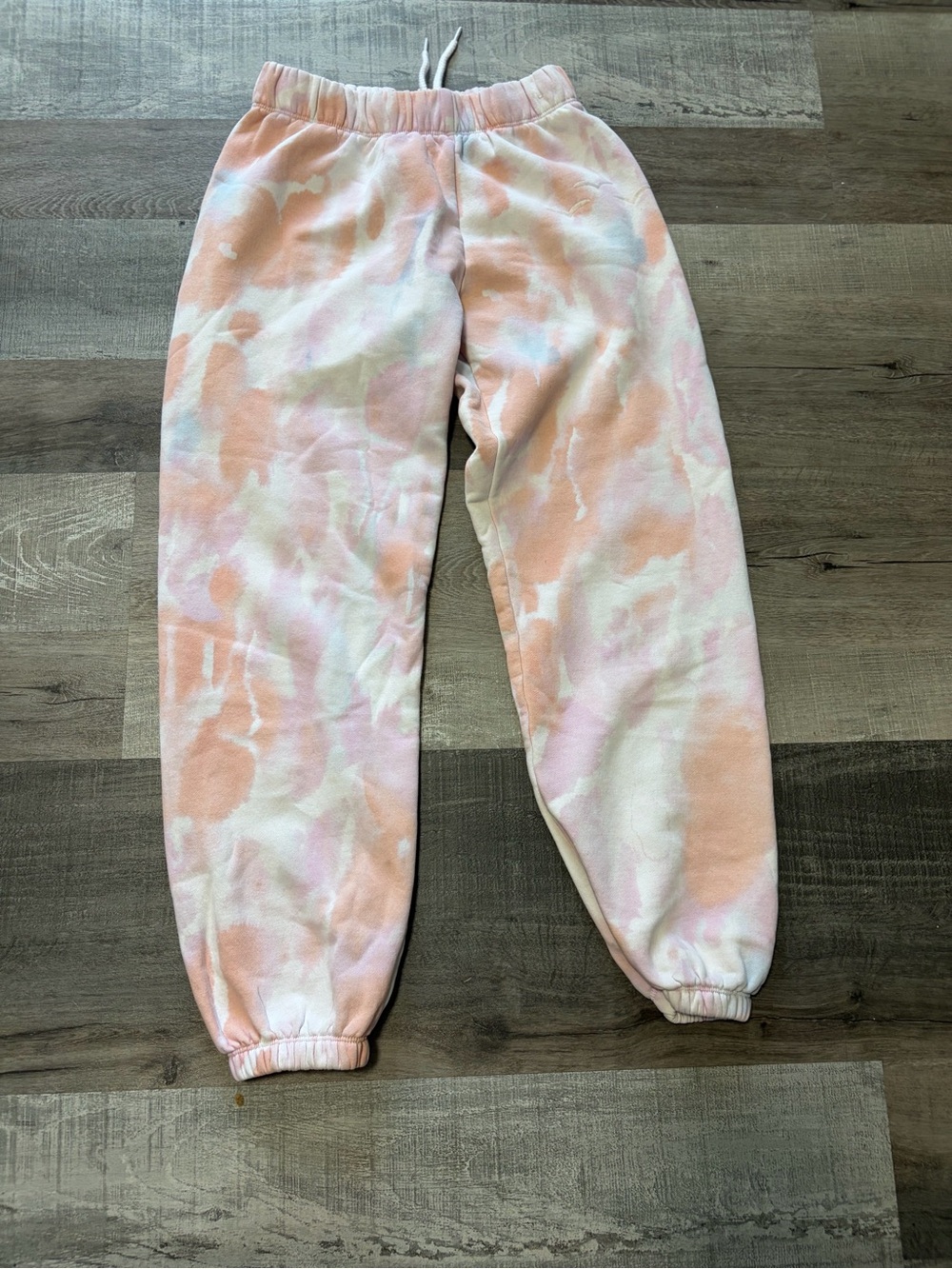 Womens Peach & White Tie-Dye Jogger Sweatpants